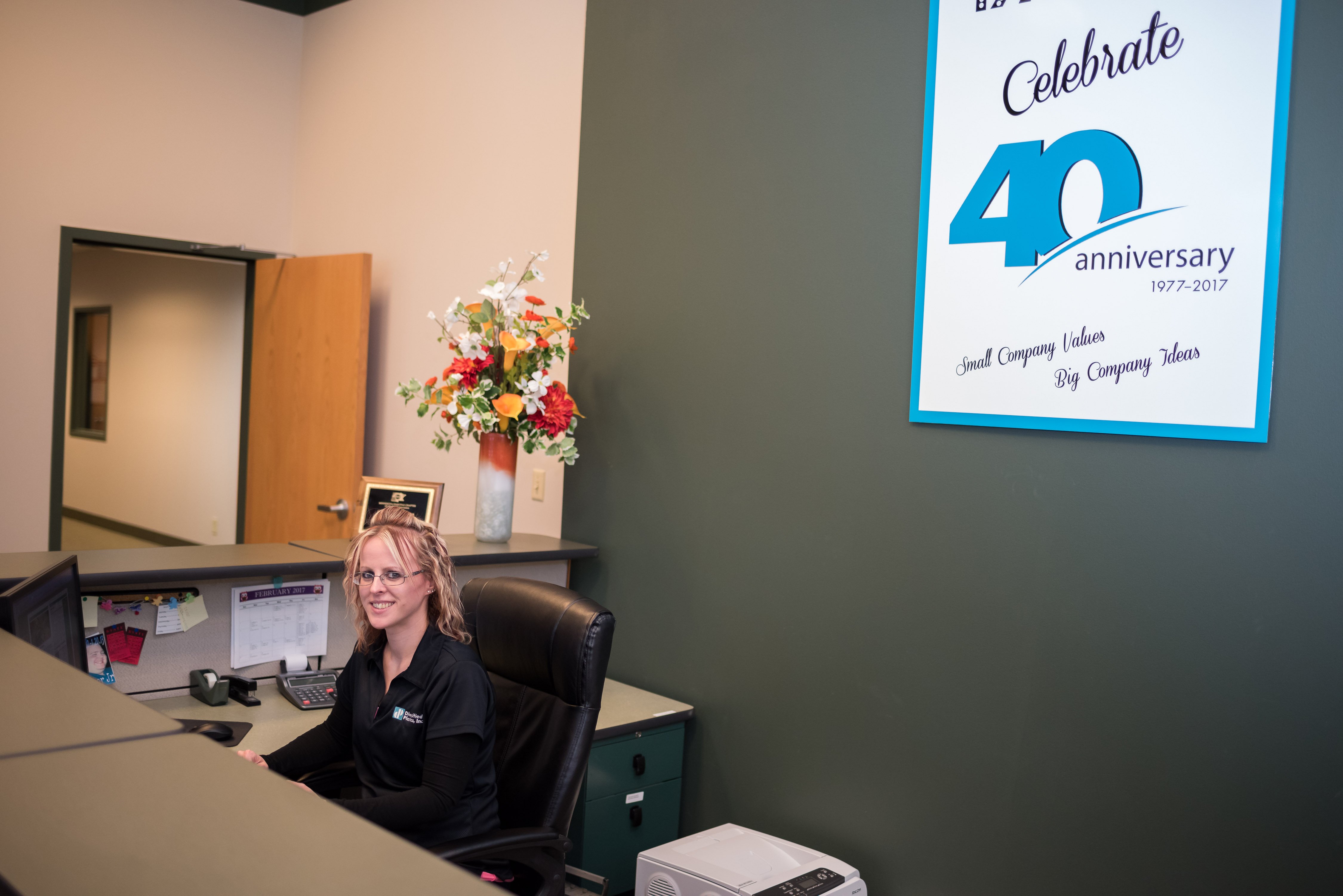 Aprios employee owner sitting at the lobby